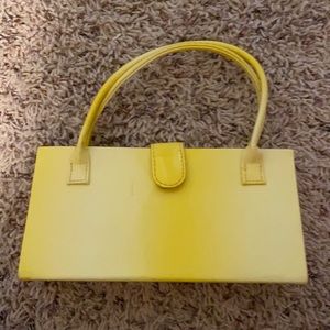 Cute yellow purse with retro colorful interior